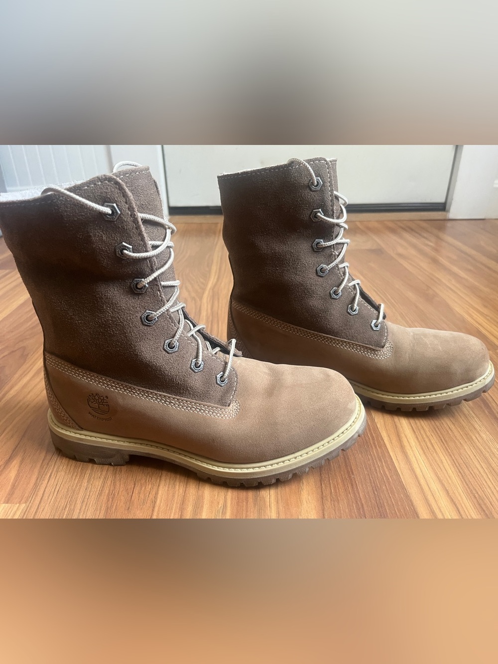 Timberland Authentics Waterproof Roll-Top Boots Brown Nubuck Women's Size 8